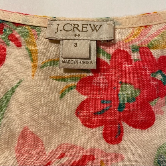 J Crew Floral Tropical Linen Blend V Neck Peplum Blouse - Picture 6 of 11